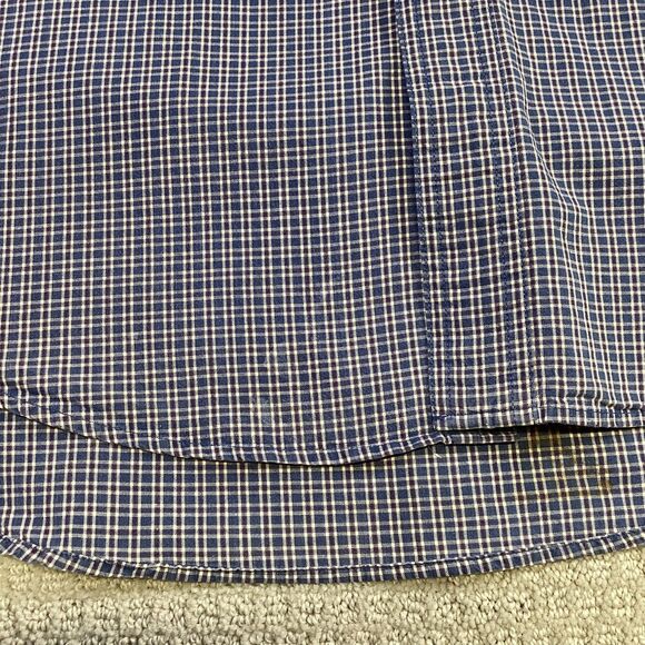 Chaps Ralph Lauren Plaid Shirt Men’s L Navy White Long Sleeve Button-Down - Picture 3 of 5